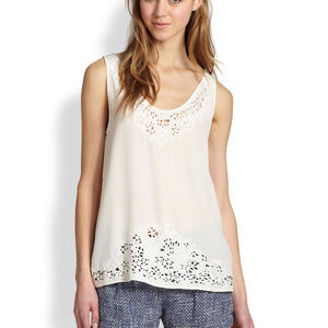 Joie White Silk Tank w/ Cut Out XS